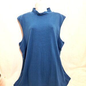 NWT C.J. Banks Mock Turtleneck Knit Top 3X Cotton Stretch Sleeveless Teal